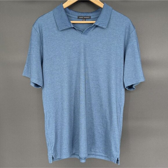 Robert Barakett Men's Casey Johnny Collar Polo XL Blue Pima Cotton Blend Golf - Picture 1 of 9